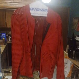 Laura Ashley Red Textured Open-Front Jacket #17